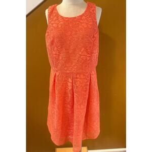 Maurices Fit & Flare Dress Womens Size 1 Orange Lace Floral Back Keyhole Button